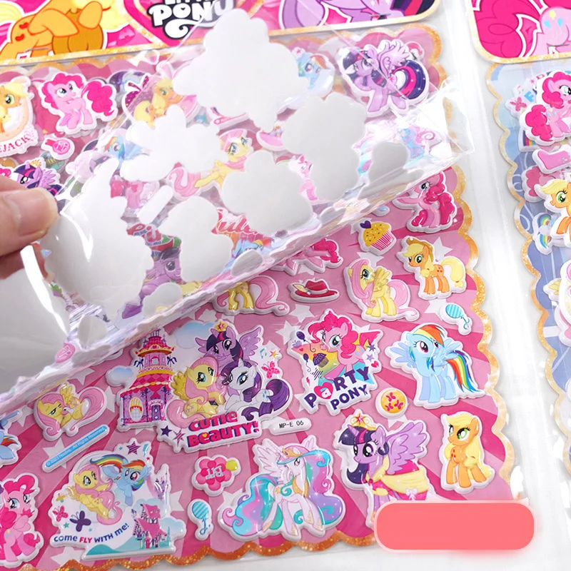 Kawaii My Little Pony Stickers Pinkie Pie Fluttershy Cartoon Anime 3D Foam Stickers Phone Case Cups Luggage Stickers Gift Toys