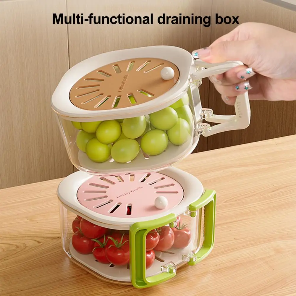 

Fruit Vegetable Washing Basket Efficient Fruit Strainer with Folding Handles Lid for Washing Fruits for Berry for Berries