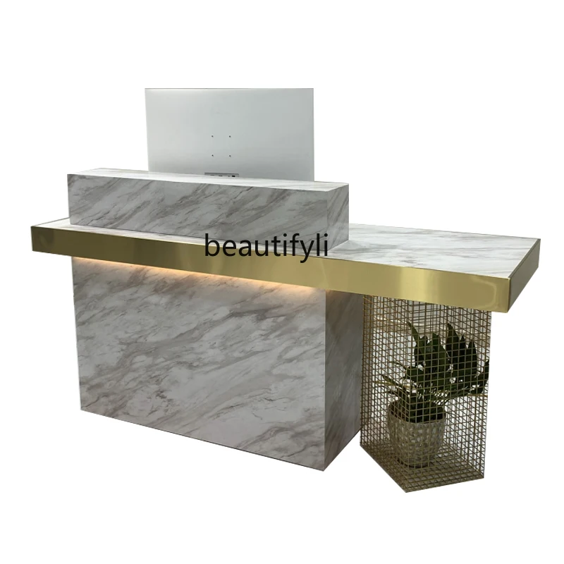 

Cashier Shop Clothing Store Bar Imitation Marble Beauty Salon Company Reception Desk Desk