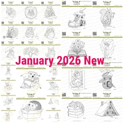 January New Squirrel with Flowers Valentine's Day Stamps Diy Scrapbook Diary Decoration Embossed Paper Card Album Craft Template