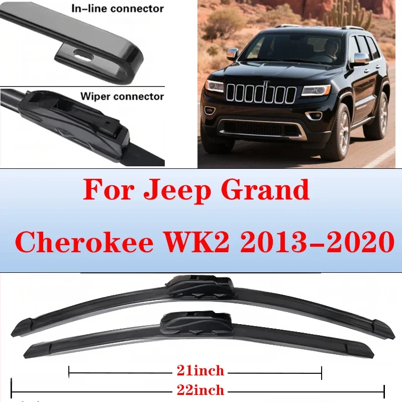 

For Jeep Grand Cherokee WK2 2013-2020 Car Wiper U-type Soft Rubber Boneless Wiper HD Quiet Durable Automotive Wiper 22"+21"