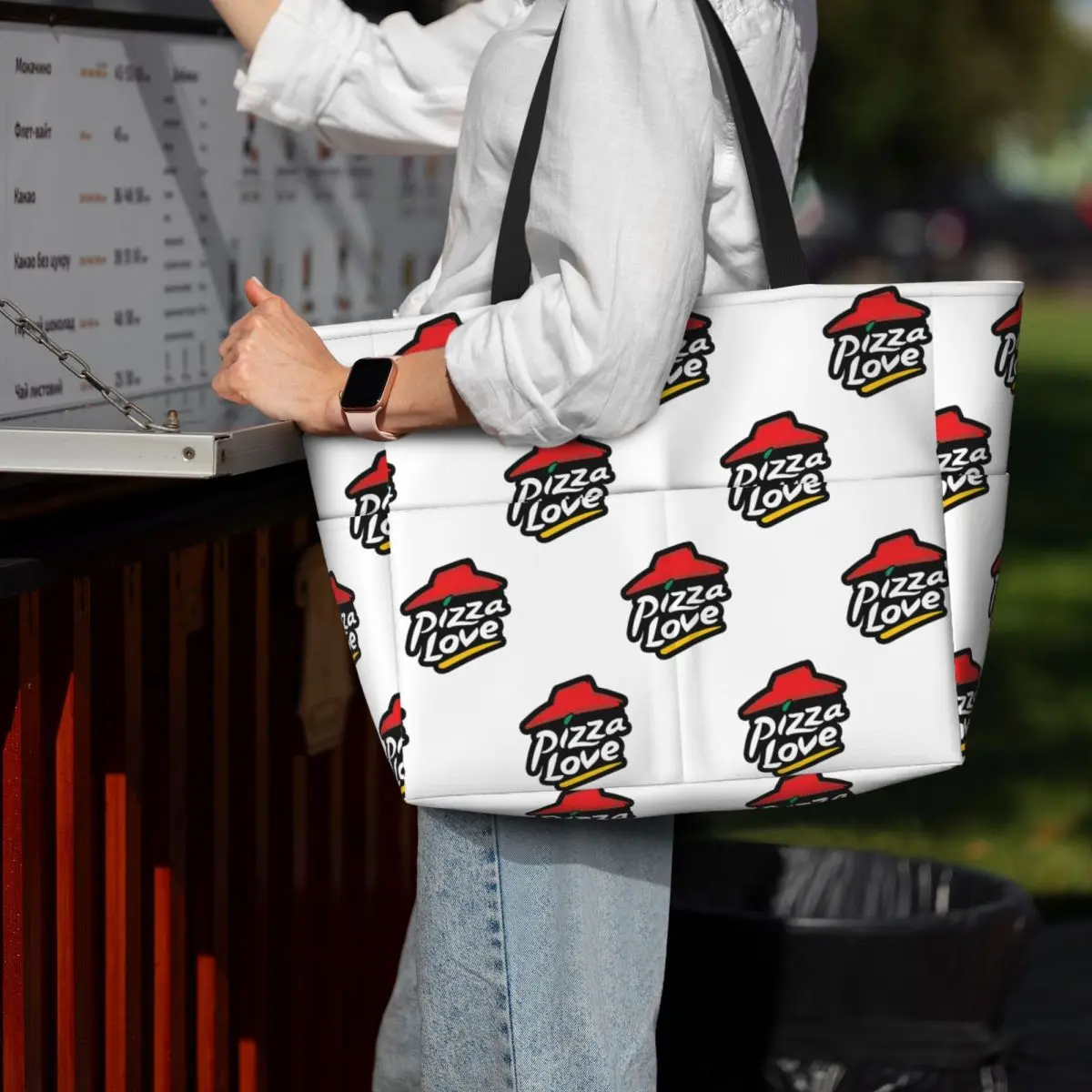 

Pizza Love Pizza Hut Забавная пародийная пляжная сумка-тоут Спортивная сумка для спортзала и йоги Большая сумка-тоут Женская дорожная сумка Сумка для фитнеса