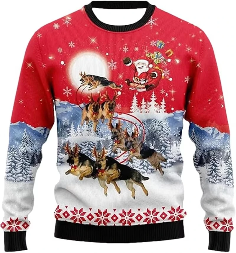 القبيح عيد الميلاد سترة النساء الرجال ثلاثية الأبعاد طباعة الخريف بلوفر شتوي الكرتون نمط الرجال الملابس الجديدة ملابس يومية غير رسمية بلوزات #1