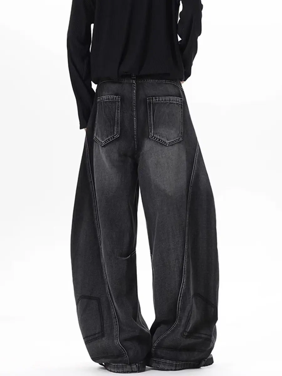 المرأة السوداء القوطية فضفاض ايمو Y2k ممزق الجينز الجرونج جان السراويل خمر Harajuku كبيرة الحجم سراويل جينز الملابس البديلة #2