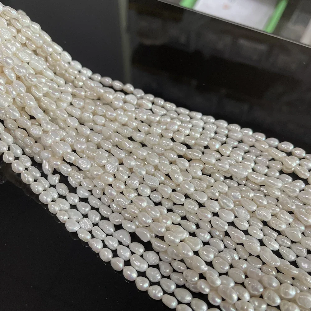 6-7mm A Natural Freshwater White Pearl Rice Shape Bead Christmas Gifts for Women Jewelry Make DIY Necklace Bracelet Accessories