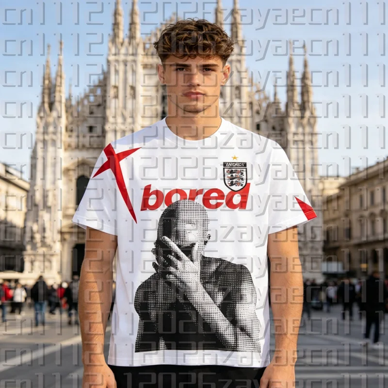 2026 New Comfortable Sports Retro Color Blocking Patchwork Badge Portrait T-shirt Top Tees Quick Drying Parent Child Clothing