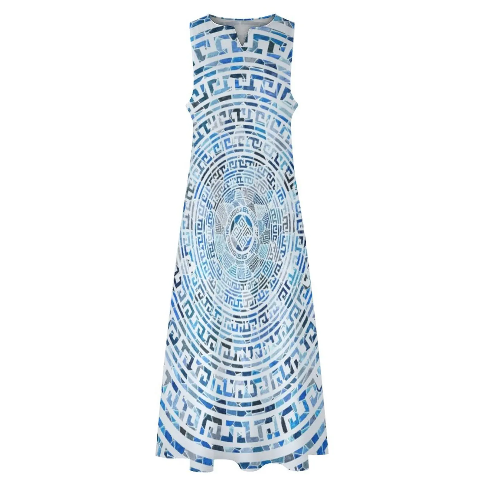 Circular Greek Meander Pattern - Greek Key Ornament Long Dress beach dresses dress women elegant luxury Party dresses