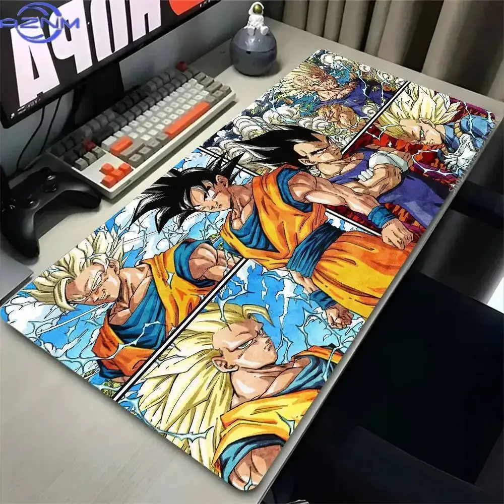 Colorful Anime Manga Fighting Characters Large Mousepad, Rubber Base Extended Desk Mat, Non Slip Stitched Edge Pad for Gaming Of
