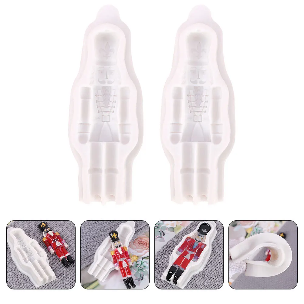 

2 Pcs Nutcracker Chocolate Mold Dessert Molds Christmas Nutcrackers Candy Cake Decorating Silica Gel Moulds