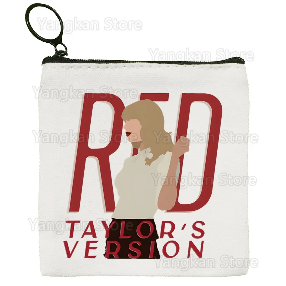 Taylors Versão Swift Bolsa de moedas simples, Estudante fêmea Canvas Cute Key Bag, Mini Clutch, Bolsa pequena