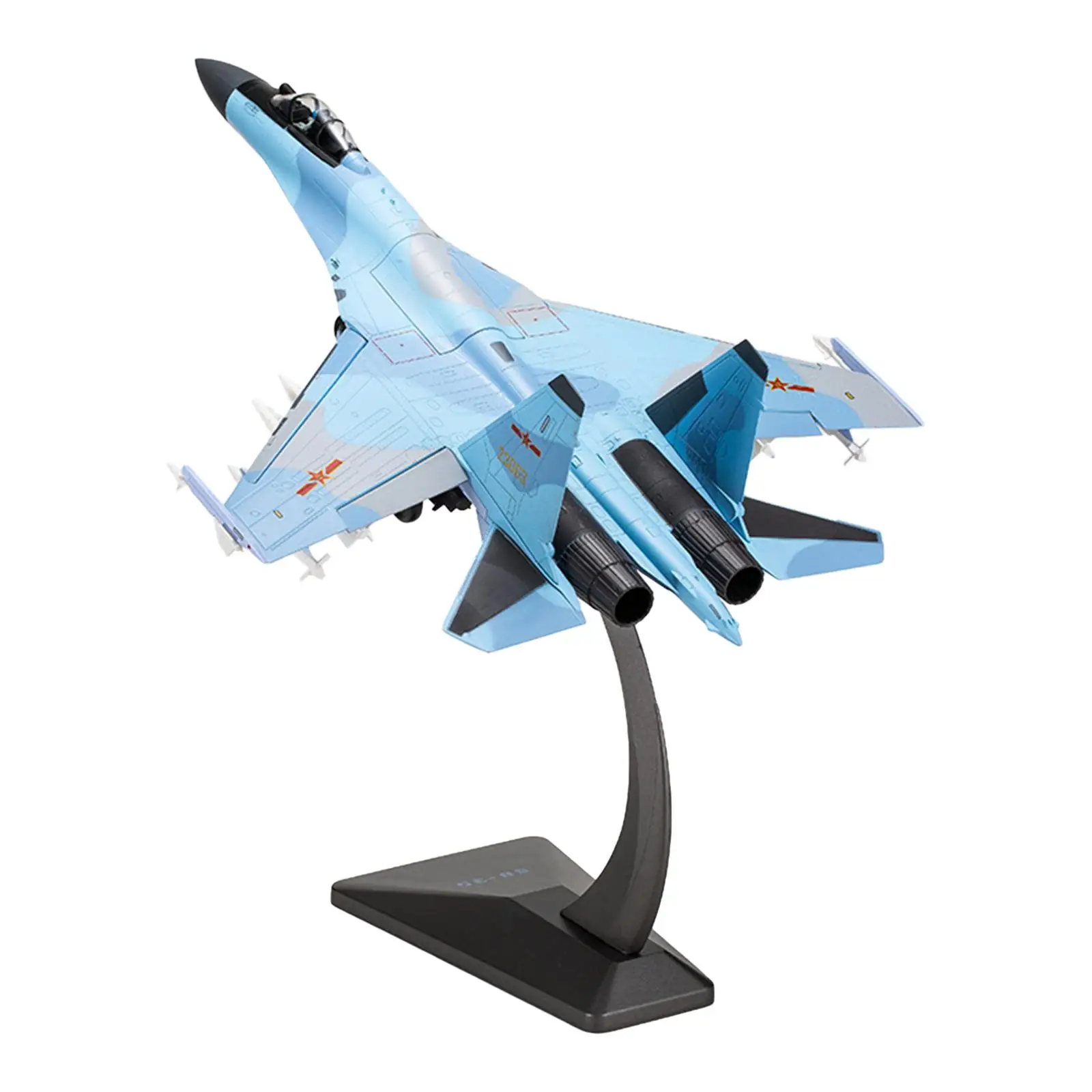 Diecast Fighter Ornament Kids Toys 1:48 Scale SU35 Aircraft Airplane with Base