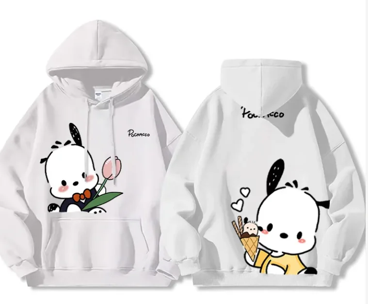 Bluza z kapturem MINISO Pochacco Męska Damska Modna Casualowa Fajny Pulower Harajuku Streetwear Bluzy Sportowe