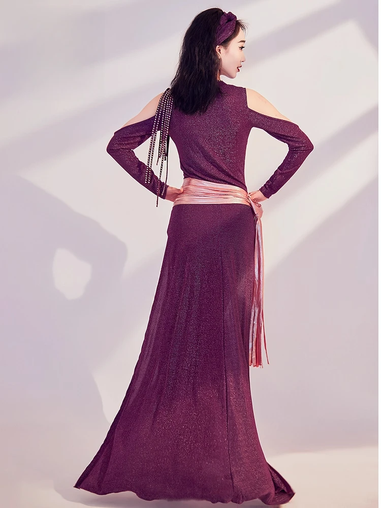 Traje de actuación brillante para danza del vientre en otoño e invierno