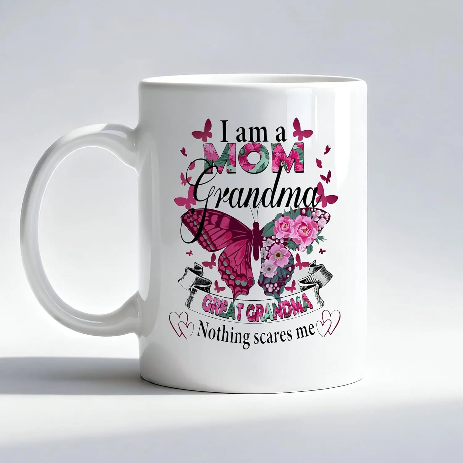 

Floral Butterfly Great Grandma Mug, Pregnancy Baby Announcement for Coffee Cup Promoted to Great Mother Ceramic Coffee Mug