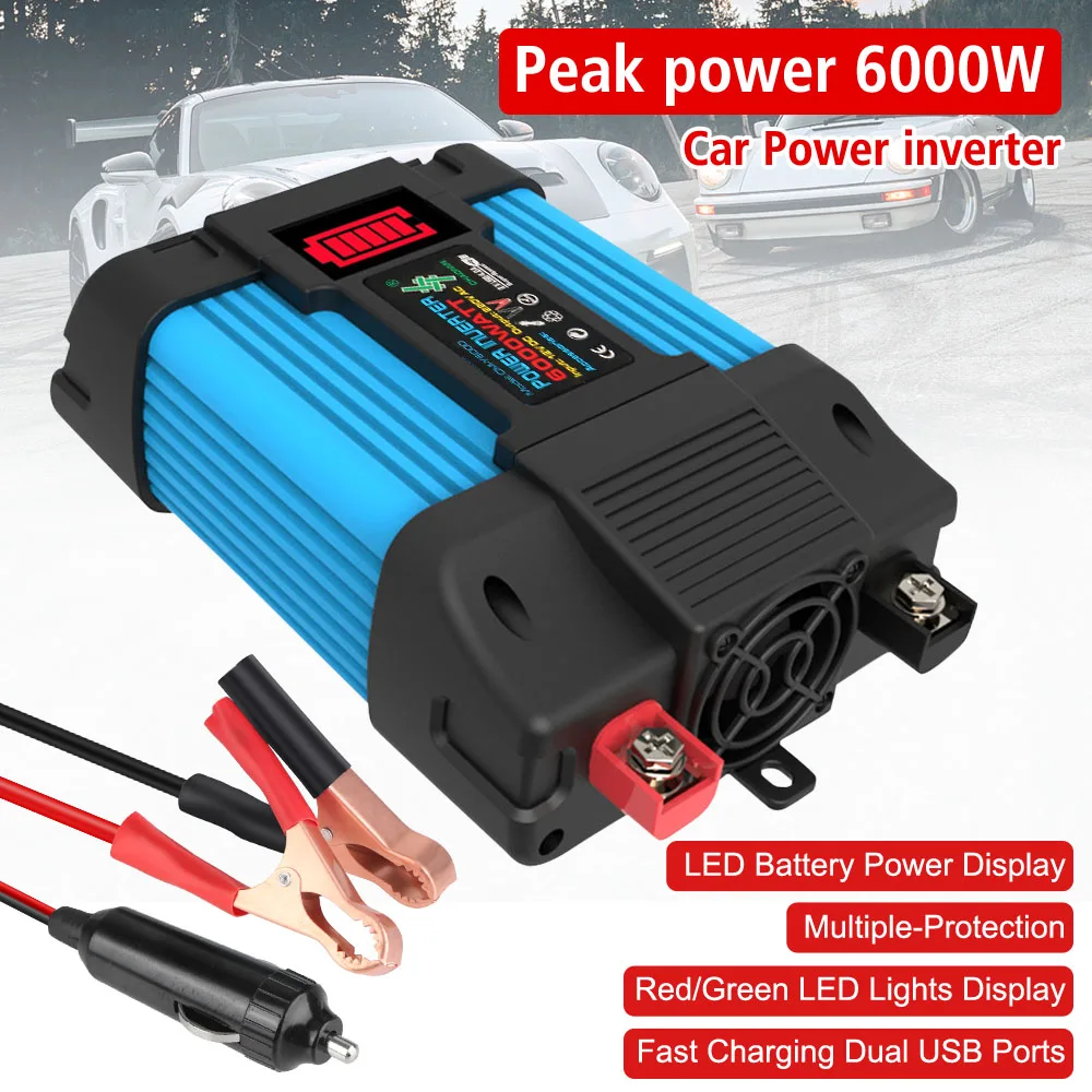 Vehicle-mounted Household Converter Universal 500W DC 12v To 220V Power inverter Peak power 6000W Car Invertor