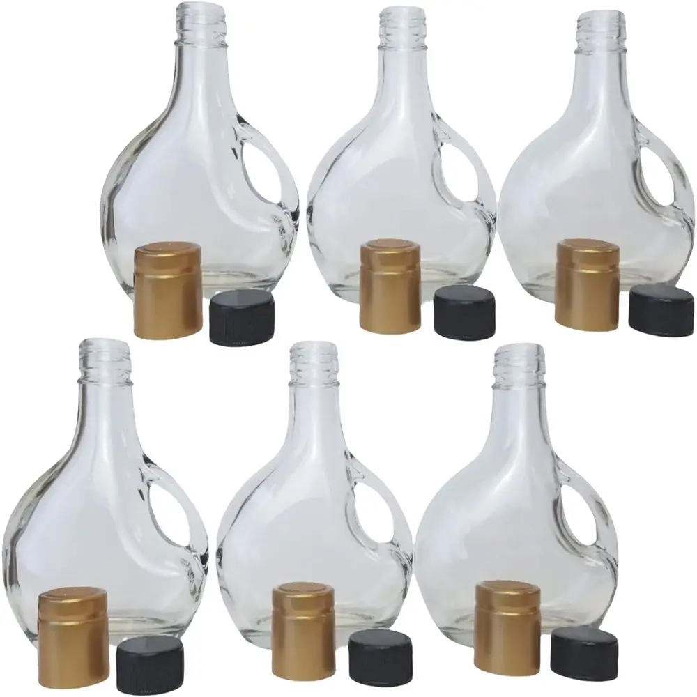 

8oz Clear Glass Bottles, Pack of 6 with Lids and Gold Seal Caps