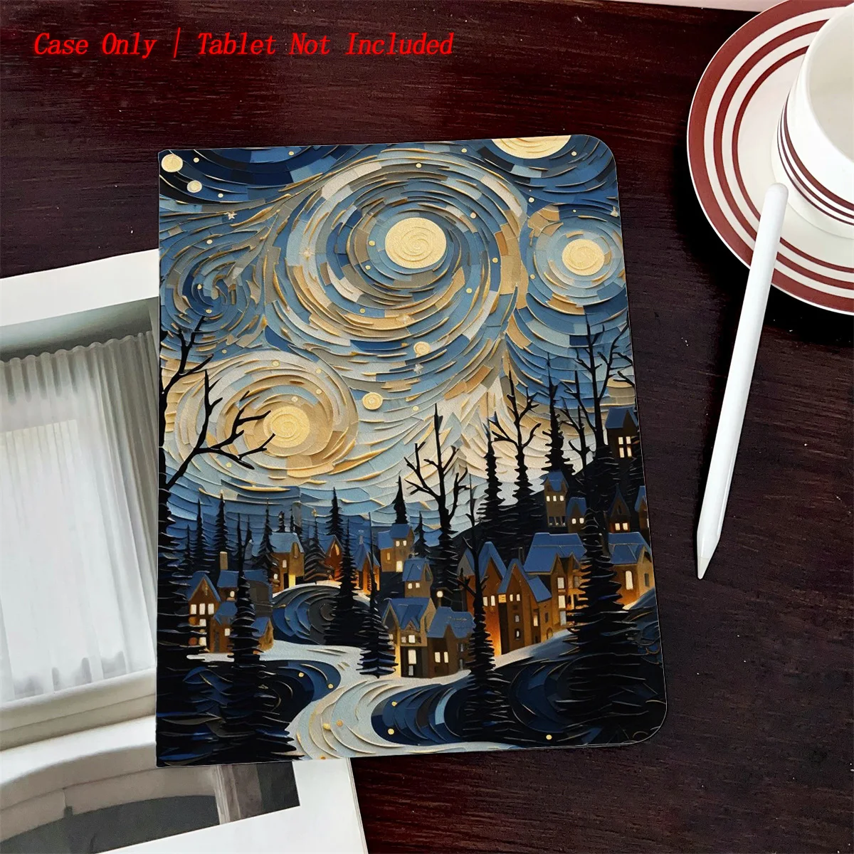 

Simple Fresh Book Cover with Pen Slot & Scenic Forest Print, Auto Sleep/Wake, Fits Multiple Apple Models