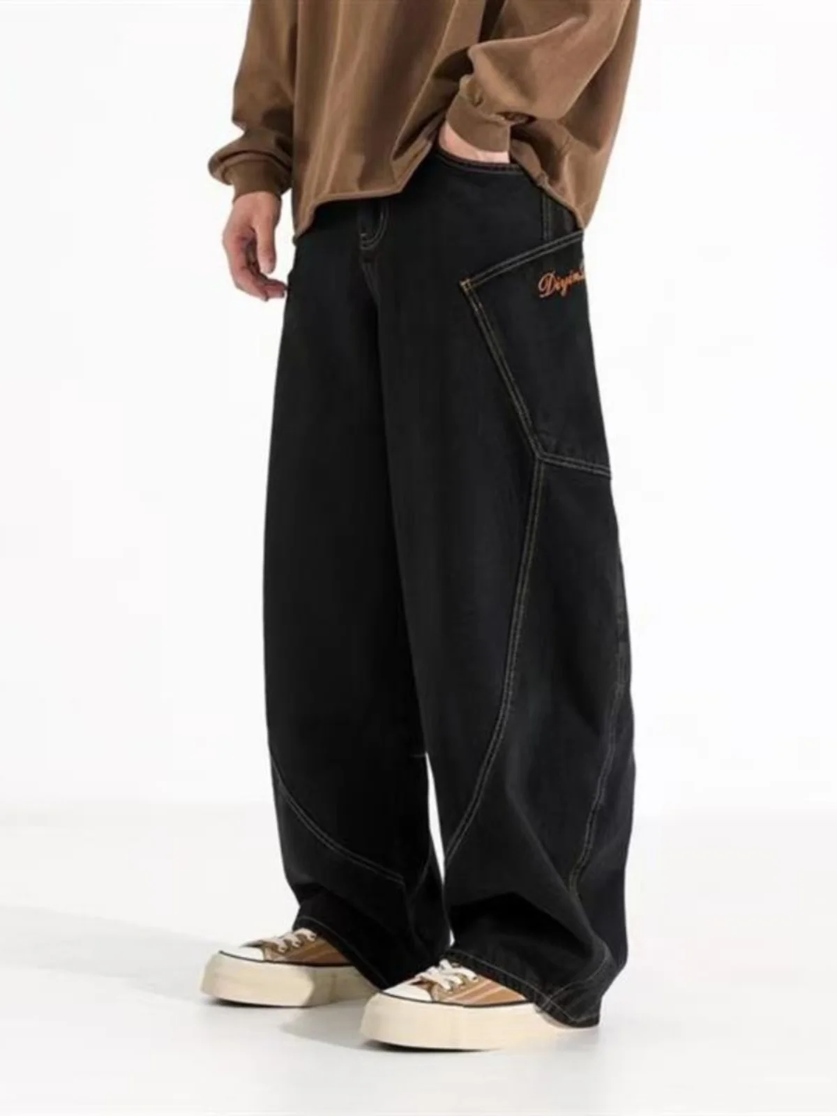 

Ретро американские джинсы с ножом, мужские повседневные широкие брюки, свободная рабочая одежда, сезонные джинсы на осень-зиму и весну