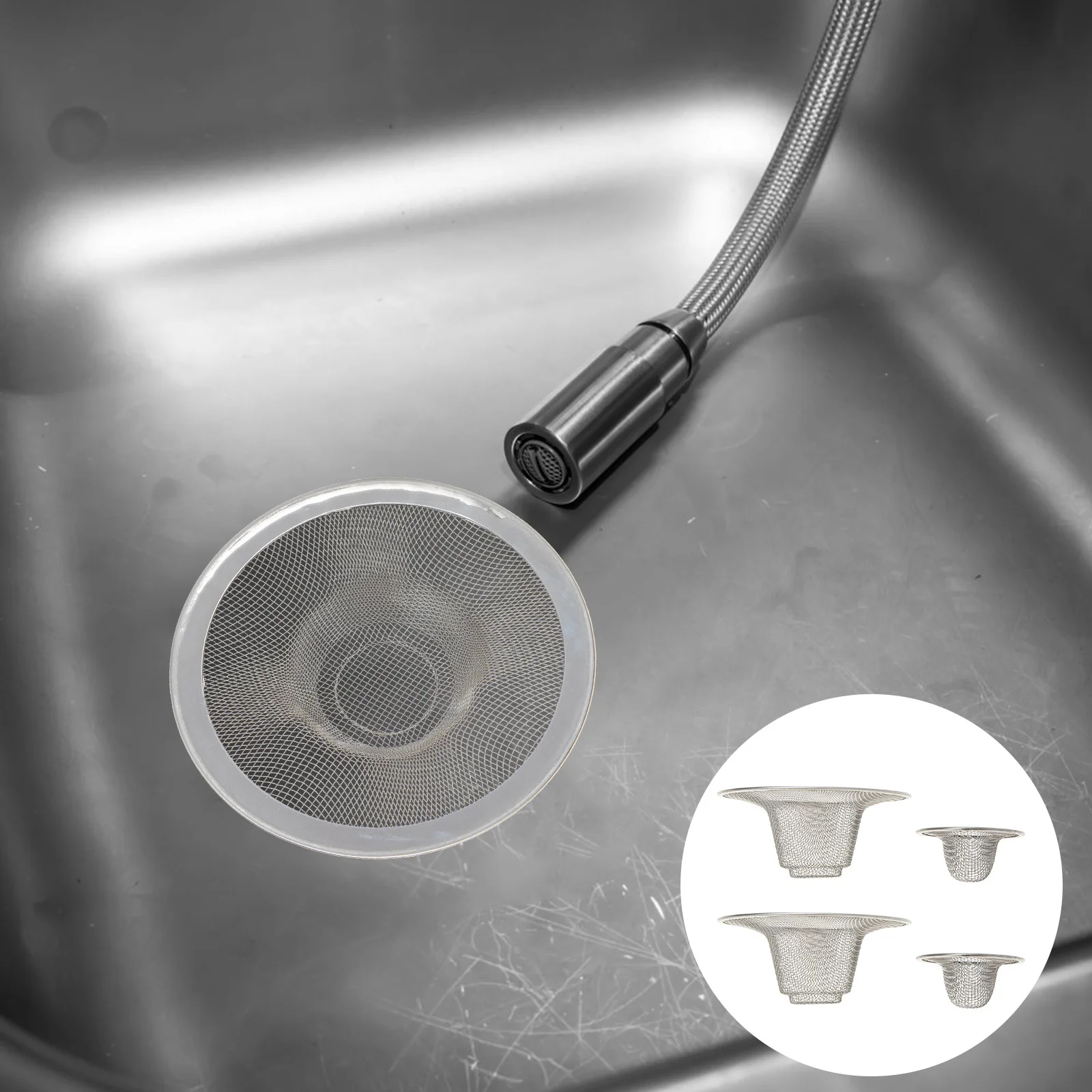 

4Pcs Stainless Steel Tub Drain Hair Catcher Thickened Durable Mesh Filter Shower Hair Stopper Bathroom Drain Cover Accessories