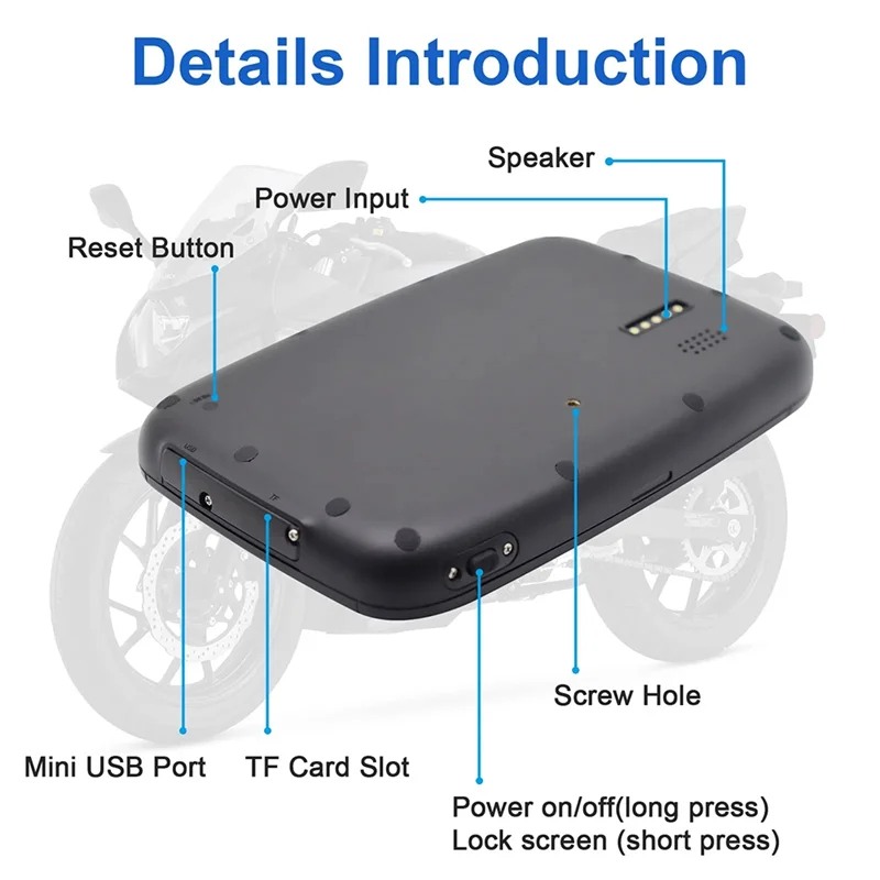 

Reliable-1Set Motorcycle GPS Moto Navigation Portable Motor Navigator Motorcycle Carplay Android Auto Stereo Plastic GPS Navigat