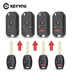 KEYYOU 2/3/4 Buttons Modified Filp Remote Key Shell Case For Honda Fit CRV Civic Insight Ridgeline HRV Jazz ACCORD