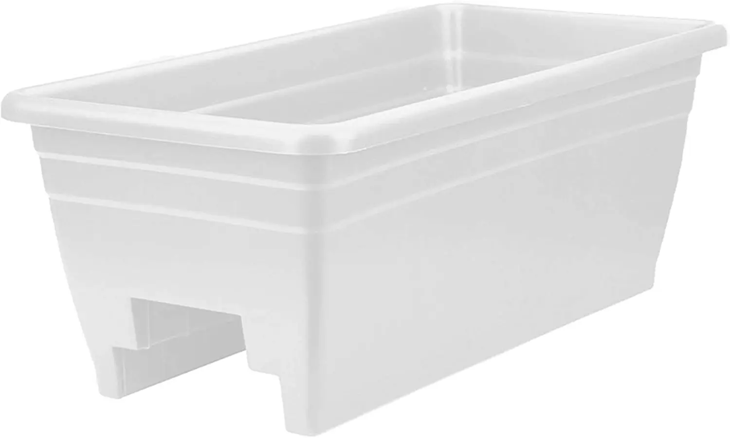 24 inches Deck Rail Box Planter with Easy Drainage Holes, Mounted Garden Flower Planter Boxes, White, Plastic, 4 Pack