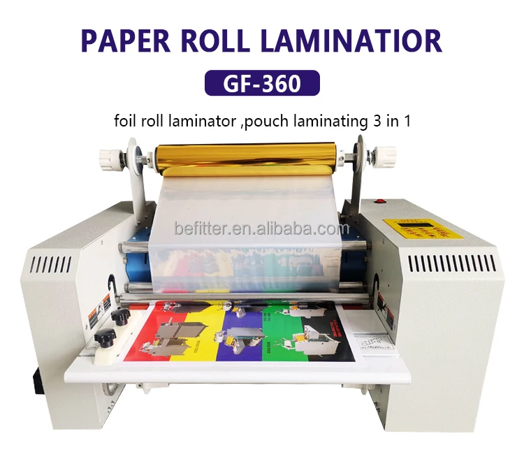 GF-360 3 in 1 Foil Stamping Laminating 340mm Foil Pouch Laminators Multi-Functional Machine with Independent Tem Control