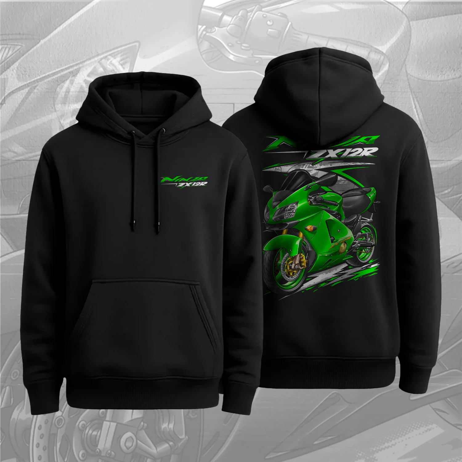 2002-2006 Models Japanese Ninja ZX-12R Motorcycle Pullover Hoodie 100% Cotton Comfortable Casual Mens Sweatshirt Streetwear