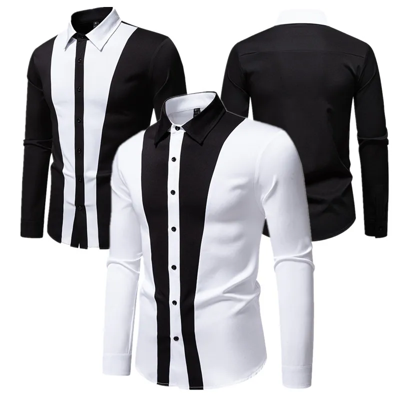 

Элегантная стильная мужская рубашка с длинным рукавом, мягкая, дышащая, устойчивая к морщинам, обычная для деловой повседневной повседневной носки