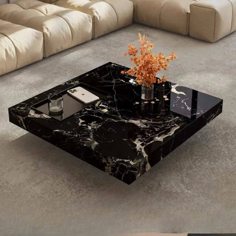 

Italian light luxury marble coffee table, household living room square high-end