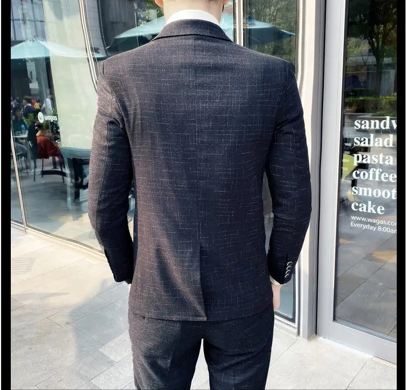 2023 Men's British Fashion Three-piece Set Slim Fit Suit Vest Trousers Ensemble Handsome Trendy All-in-one Banquet Blaze 36 S15ce3c8f23a04d97bb209379c13d508bz