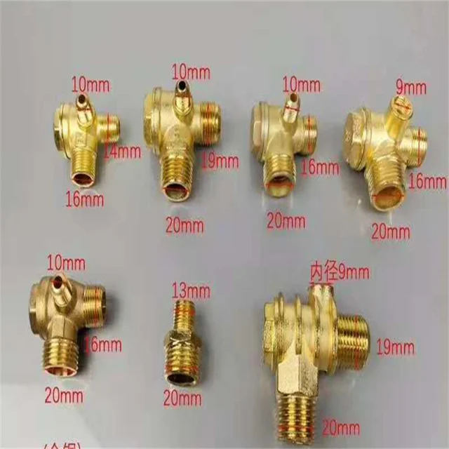 1/8" 3/8" 1/2"9x10x13x14x16x19x20mm Gwint M/F Złączki sprężarki powietrza Gwint męski Zawór zwrotny 1/8" Żeński x 3/8" Męski x 1/2" Męski