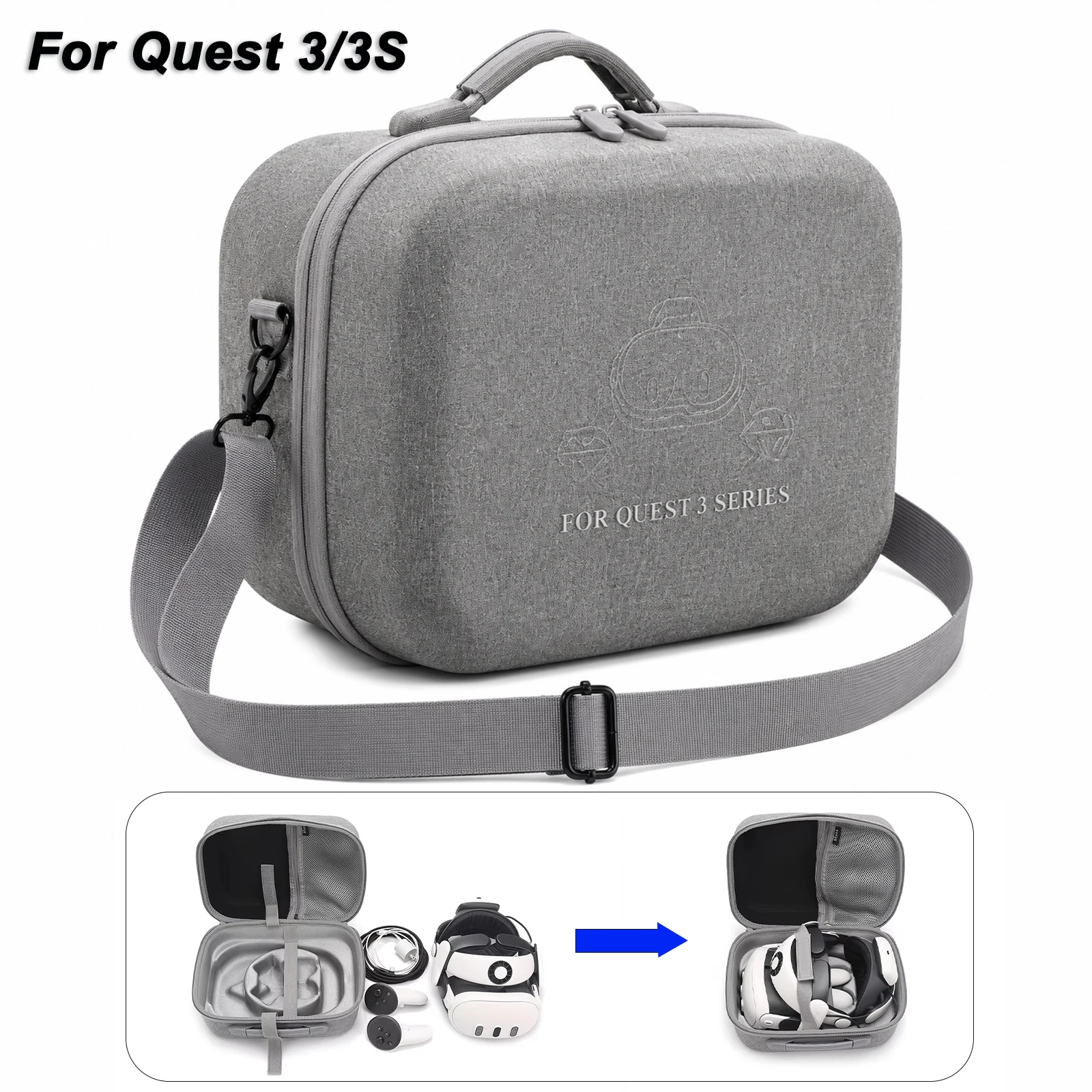 Carrying Case For Meta Quest 3/3S, Hard Shell Travel Bag For BOBOVR S3 Pro/KIWI Design Battery Head Strap and Other Accessories