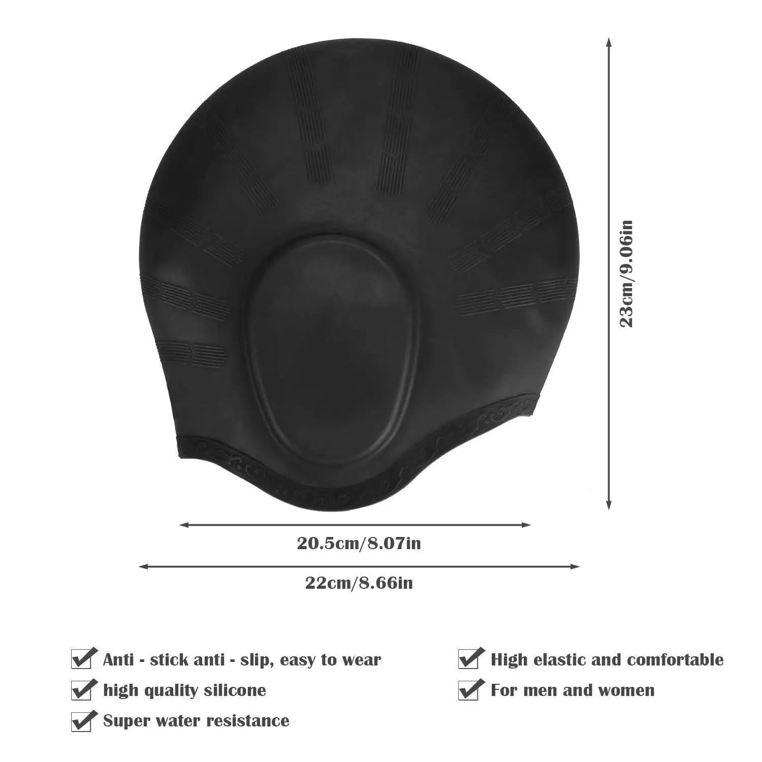 Bonnet de natation à haute élasticité pour adultes, bonnet de piscine imperméable, protection des oreilles, cheveux longs, grand chapeau de plongée en silicone, hommes et femmes