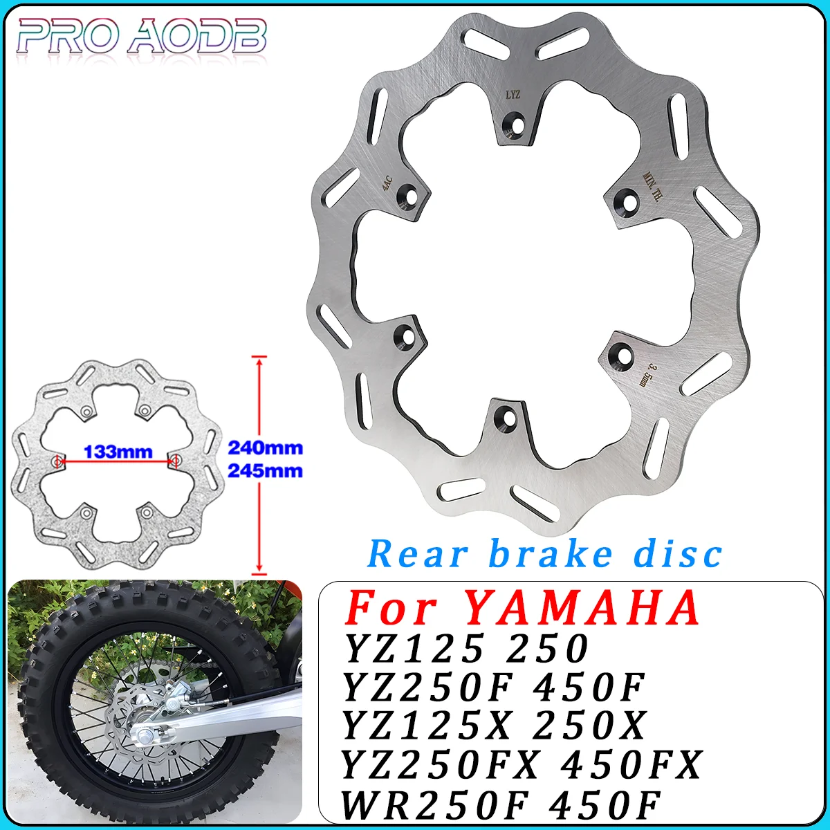 

For Yamaha YZ125 250 250F 450F 125X 250X 250FX 450FX WR250F 450F 2002-2018 Motorcycle 240mm 245mm Rear Brake Disc Rotor Disk