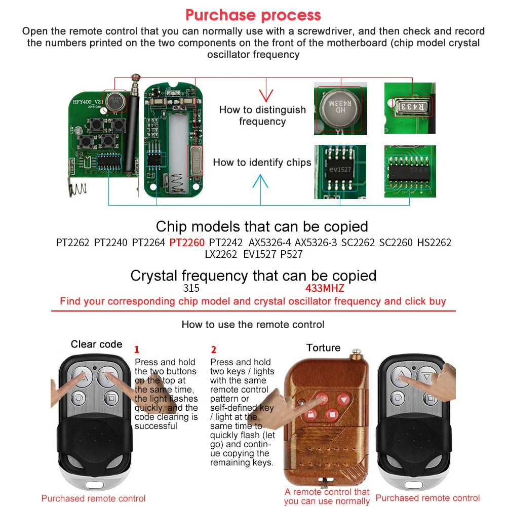 315/433MHZ Metal Four-key Electric Garage Door Key Wireless Copy Remote Control Metal Four Button Universal Copy Code Controller