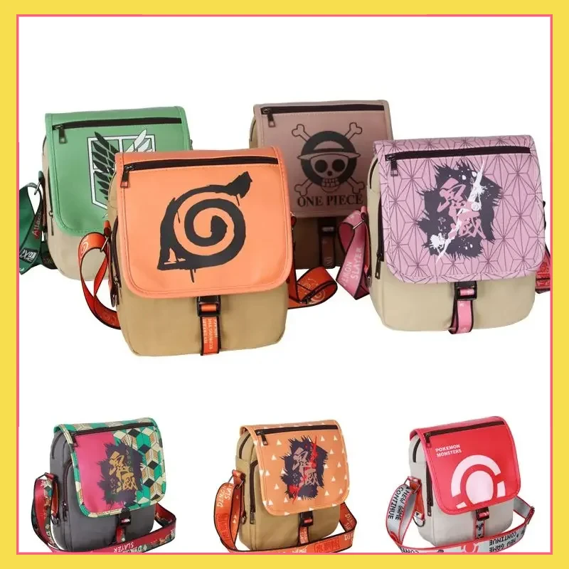 Digimon Crossbody Bag Anime Canvas Bag Periphery Ghost Slayer Blade One Piece Naruto Attack Giant PU Shoulder Bag Gift