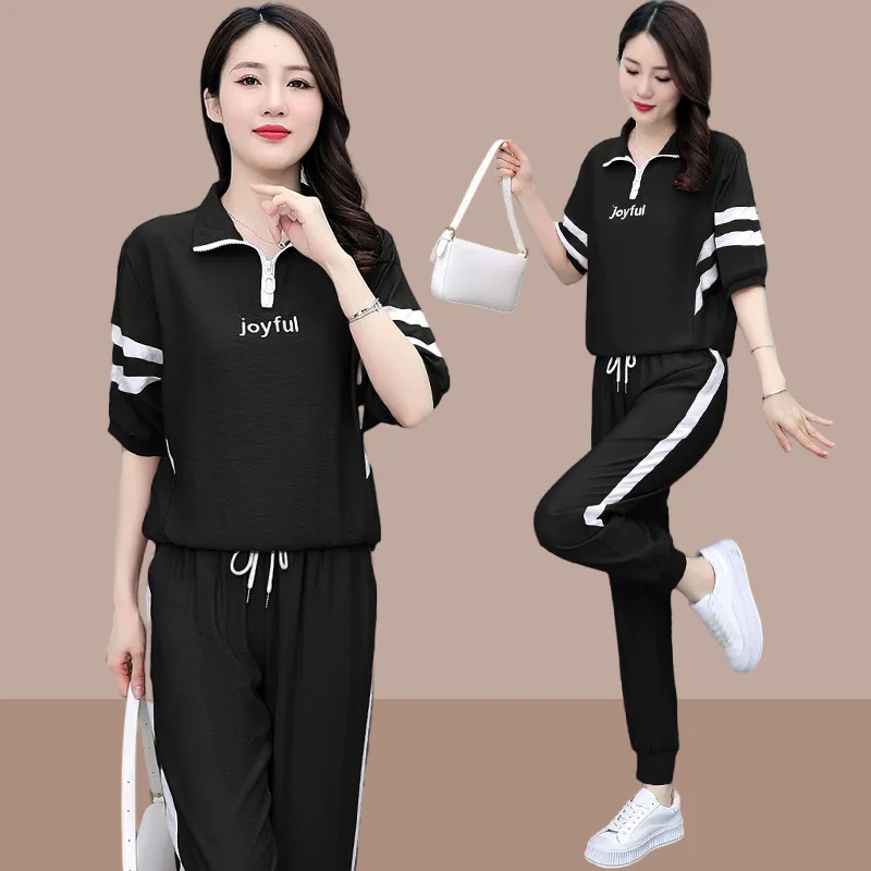 

Summer Women Outfits Tracksuit Sport Suit Cool Loose Sweatshirt+pant Running Jogger Fitness Gym Workout Casual Set Sports Wear