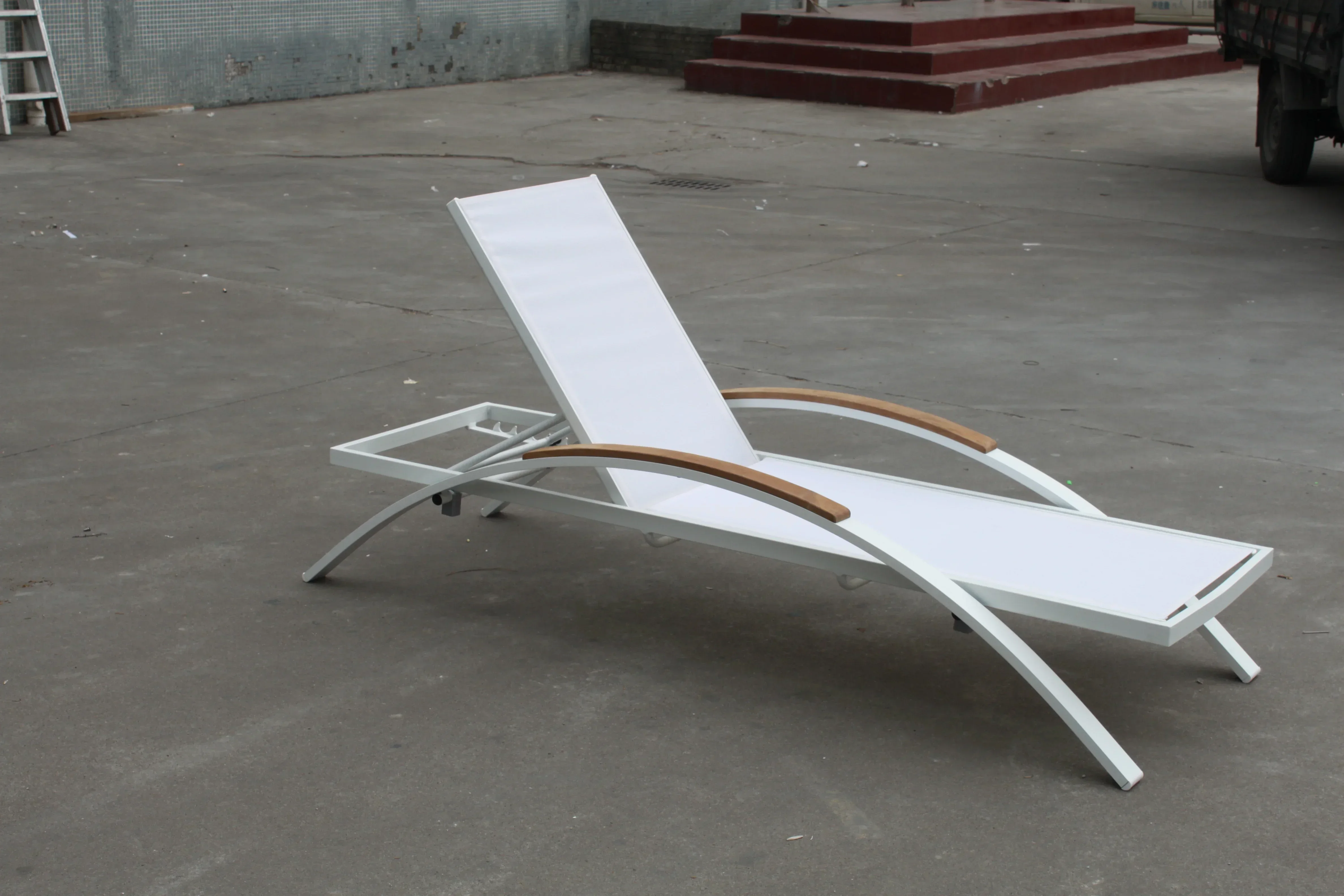 

-outdoor furniture sun lounge chair teak wood armrest outdoor chaise lounge hotel pool swimming poolside lounger chairs