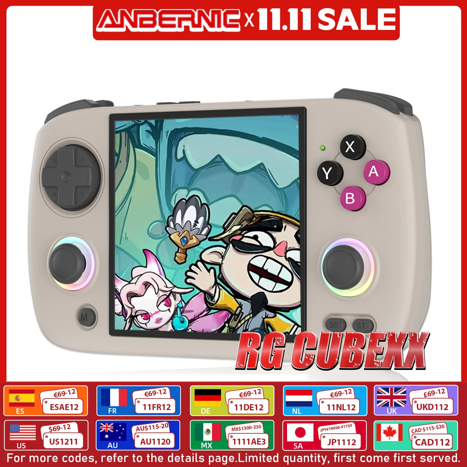 وحدة تحكم ألعاب محمولة من ANBERNIC RG CubeXX بشاشة 3.95 بوصة IPS 64 بت نظام لينكس يدعم مخرج 5G WiFi Bluetooth وتلفزيون عالي الدقة