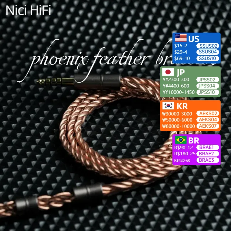 

Nici HiFi-13 6 Core Earphone Cable MMCX/0.78 2Pin/Stereo 3.5mm, Balanced 4.4mm, IEM Replacement Upgrade Cable