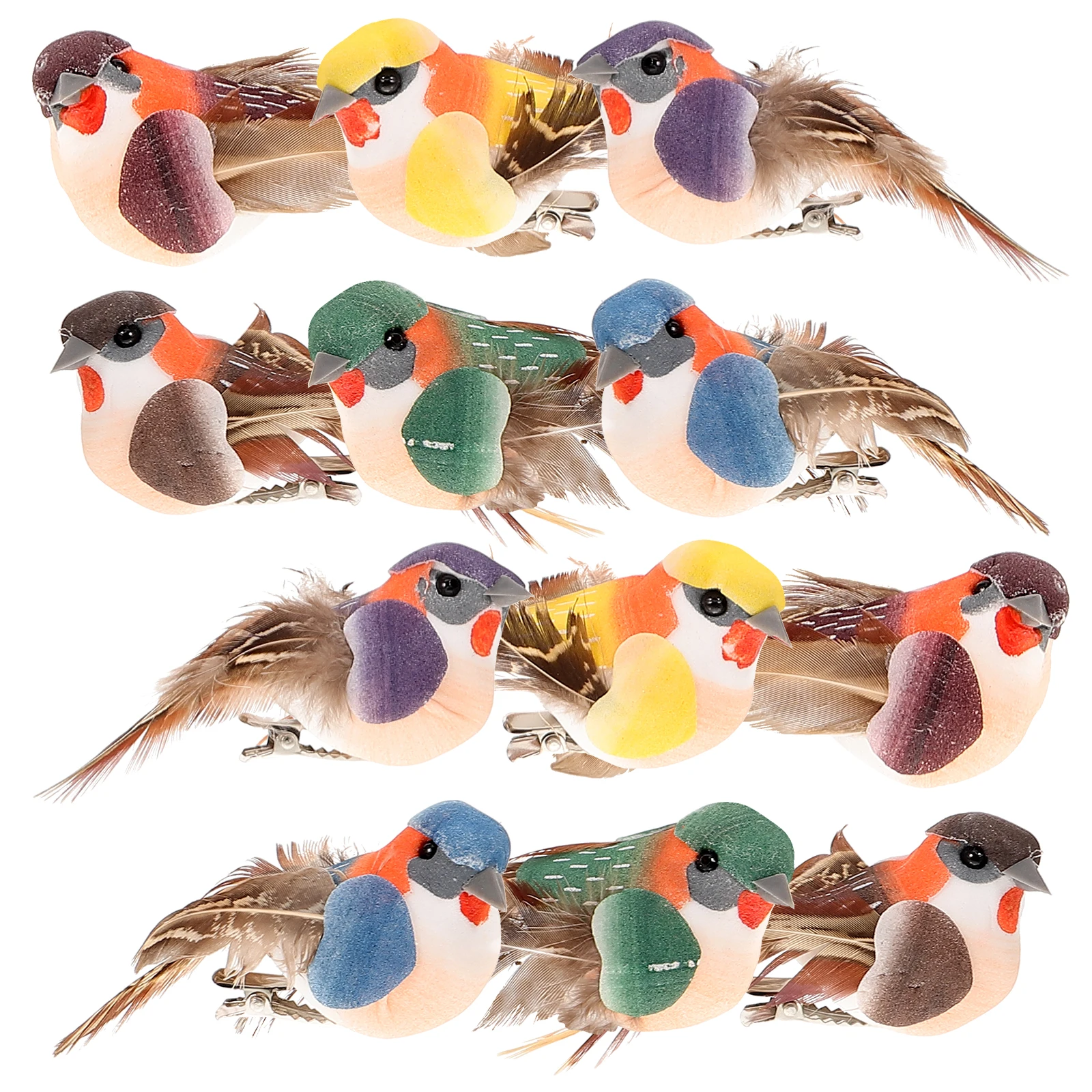 

12pcs Artificial Birds Decorative naments Iron Foams Feathered for Home Garden Lifelike Simulation Christmas Tree DecorBird