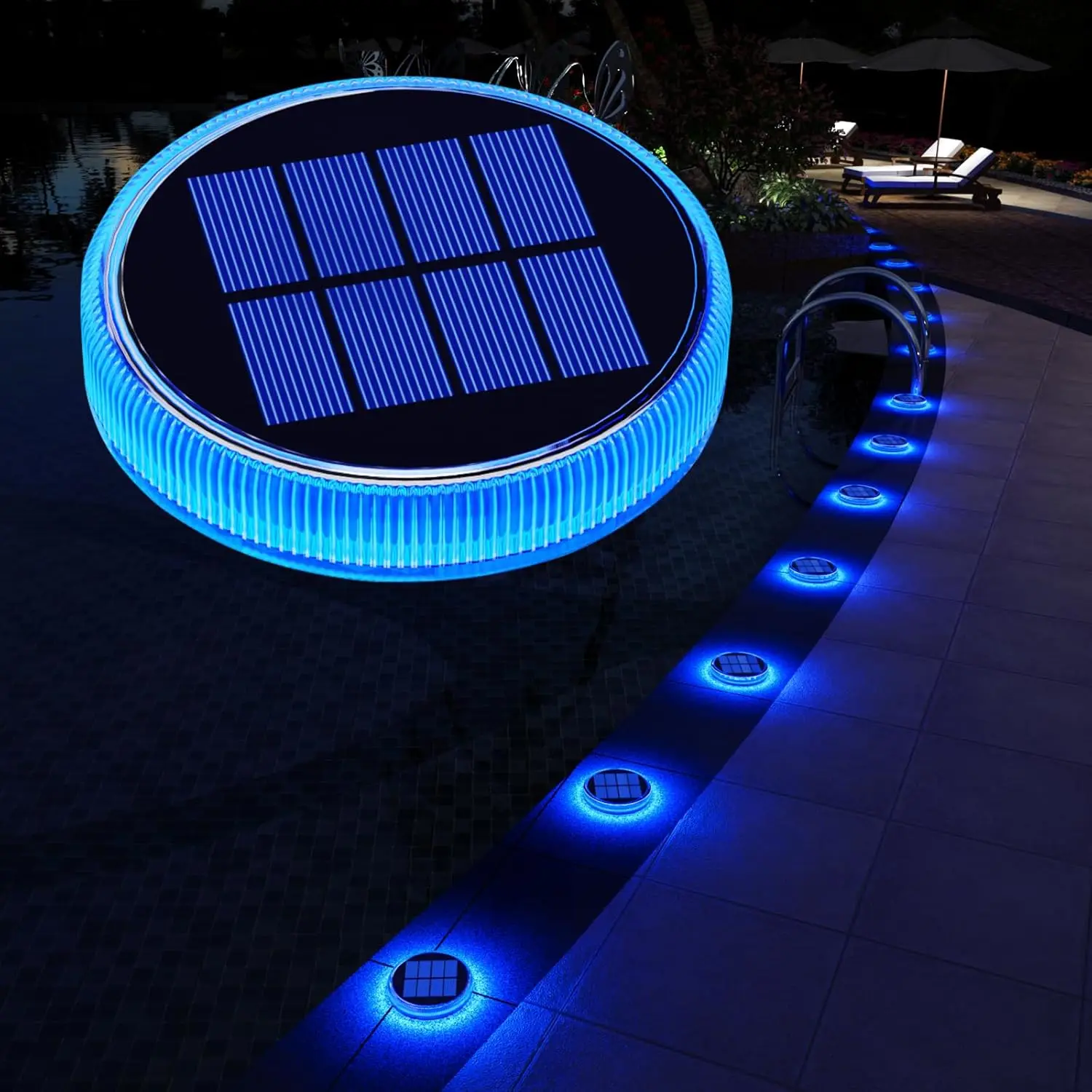 Solar Dock Lights Outdoor Waterproof Blue Solar Driveway Lights For Outside Warning Deck Lights Solar Powered For Drive Way Boat