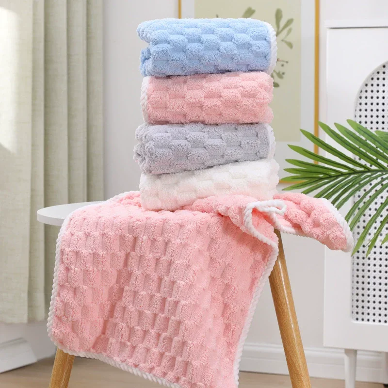 1Pcs Weiche Verdickte Korallen Fleece Gesicht Handtuch Wasser Absorption und Schnell Trocknend Einfarbig Handtuch Für Badezimmer