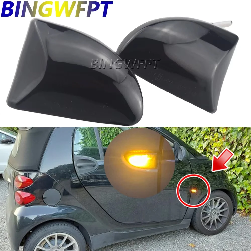 2pcs LED Dynamic Side Marker Light Turn Signal Lights For Smart Fortwo 451 MK1 & MKII 2007-2014