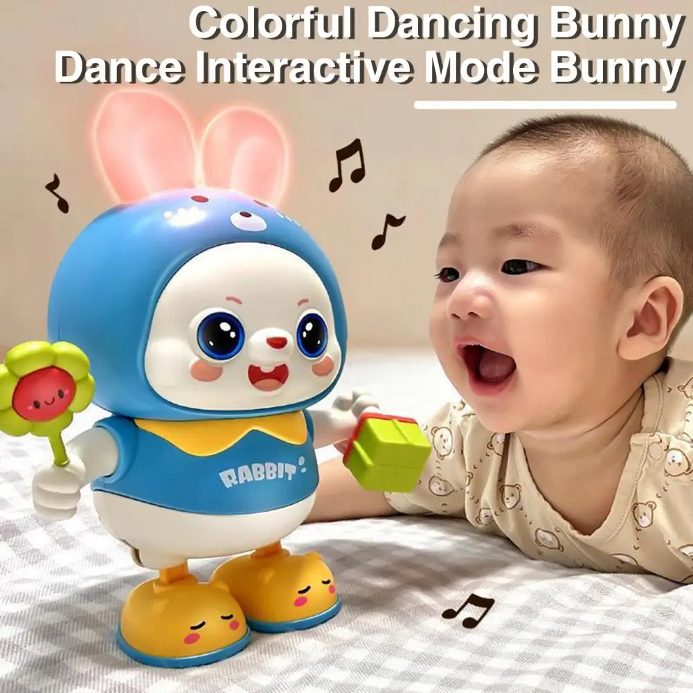 Early Education Toy Adorable Battery-powered Dancing Rabbit Toy with Light for Early Education Cartoon Bunny Doll for Kids