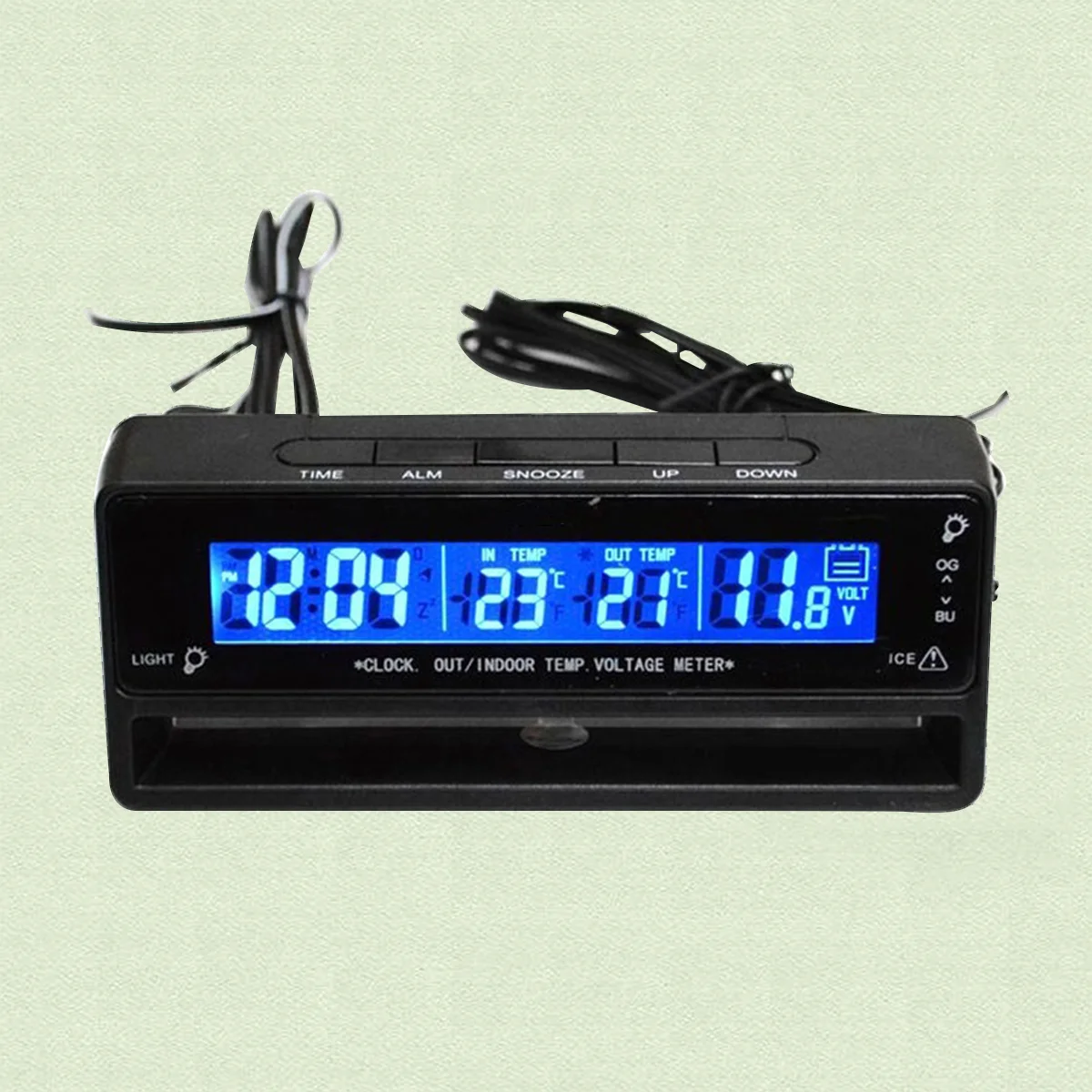

Automobile Electronic Clock Dual Color Backlight Thermometer Voltage Temperature Meter Vehicle Voltage Monitor Indoor Outdoor