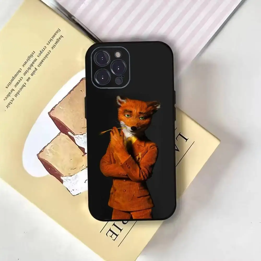حافظة هاتف F-Fantastic Mr F-Fox لهاتف iPhone16,15,14,13,12,11 Plus,Pro Max,XS,X,XR,SE,Mini,8,7,غطاء أسود ناعم