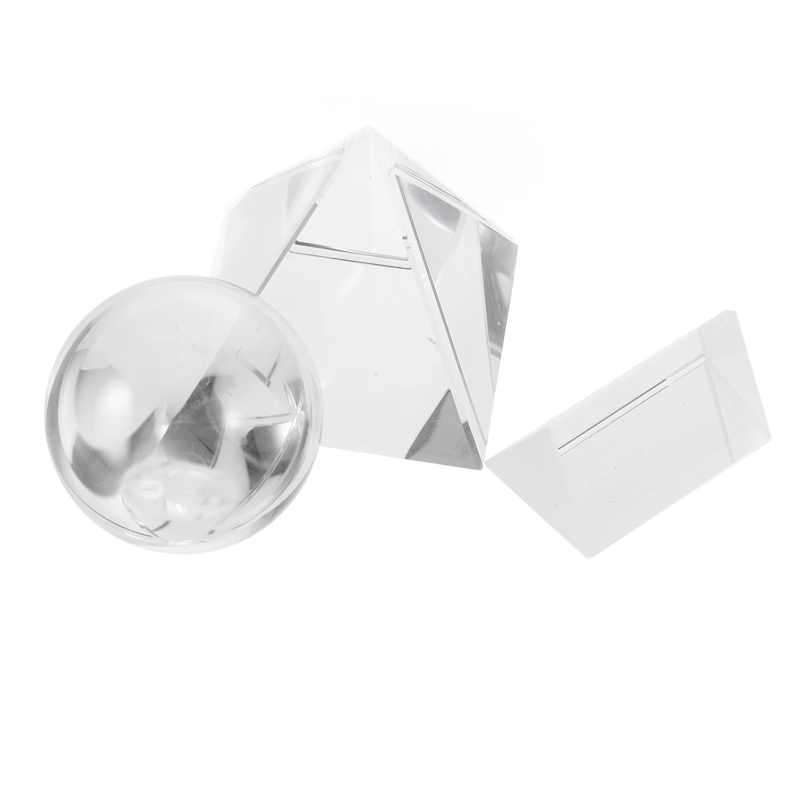 

3pcs Optical Pyramid Crystal Cube Triangular Prism Physics Teaching Light Photo Photography Prism Set For Science Home