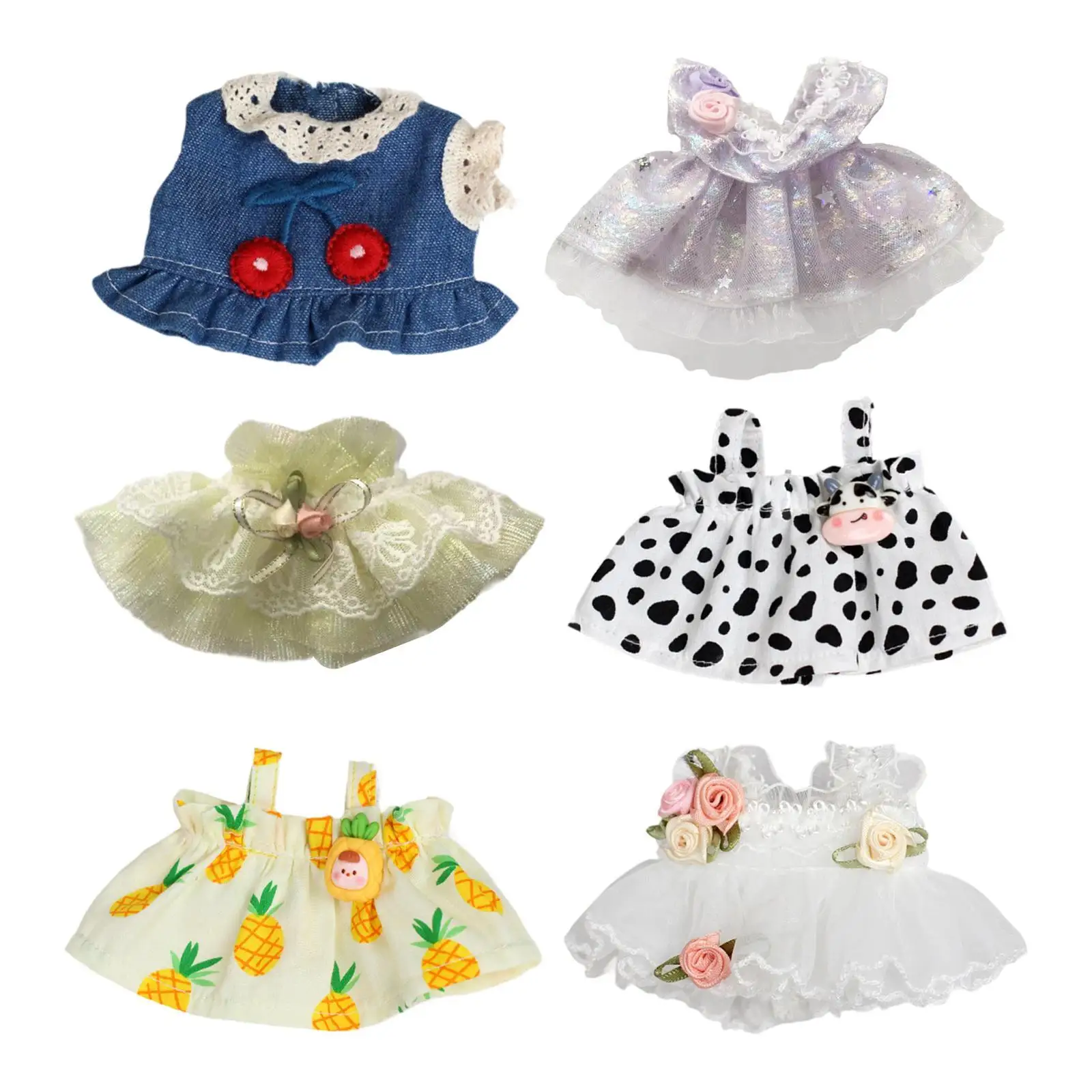 Vestido de muñeca de peluche de 17cm, moda educativa para niños, trajes de recuerdo de fiesta